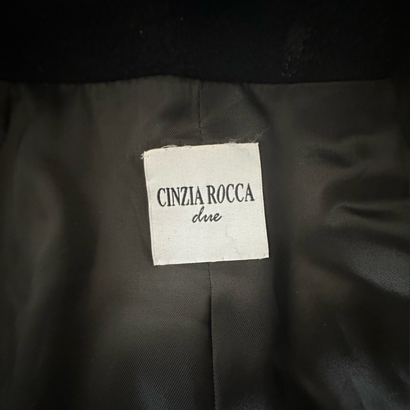 PURE VIRGIN WOOL CINZIA ROCCA BY RODEL S.p.A in ITALY, BELTED BLACK COAT BLACK 8 - Picture 4 of 15